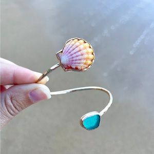 Sunrise shell and sea glass cuff